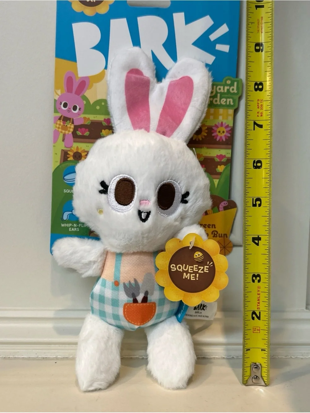 Bark Plush Bunny Toy - White, Pink & Blue Gingham